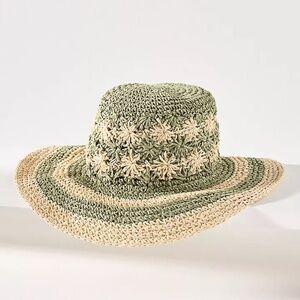 NWT Anthropologie Paper Crochet Green Sun Hat
